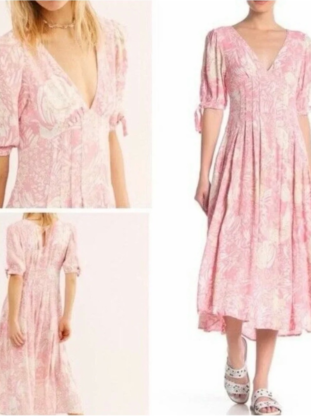 Free People Pink Paisley V-Neck Maxi Dress